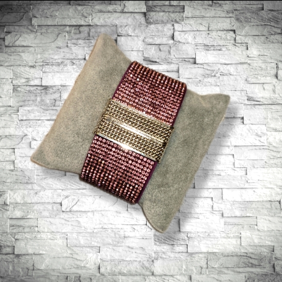 A70 Purple Rhinestone Crystal Bracelet with Magnetic Clasp Soft Flexible - Picture 8 of 11